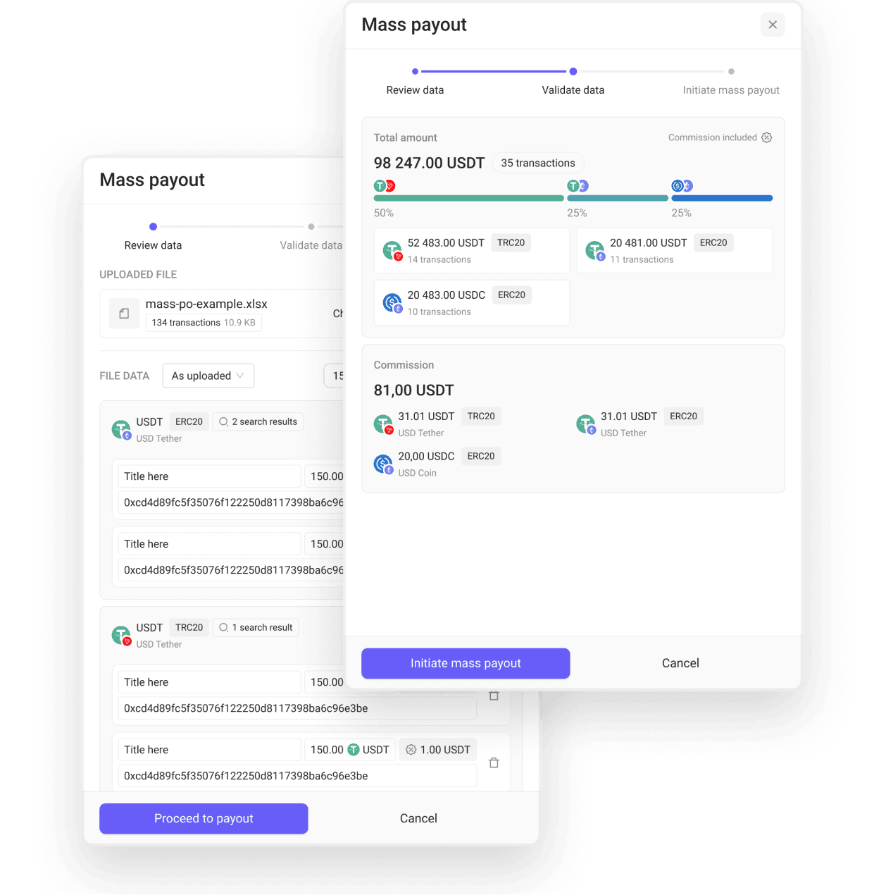 Mass payout